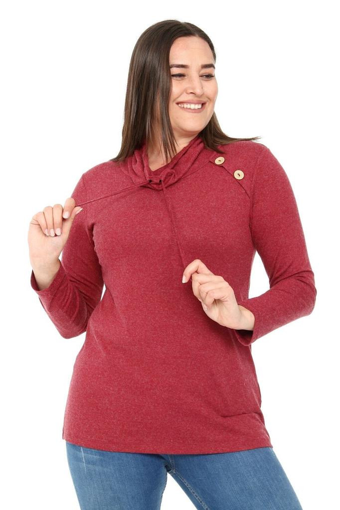 Bluză Mărime Mare pentru Femei Mărime Plus Guler cu Șnur Guler cu Nasturi Detaliată Lână Viscoză Nurcă