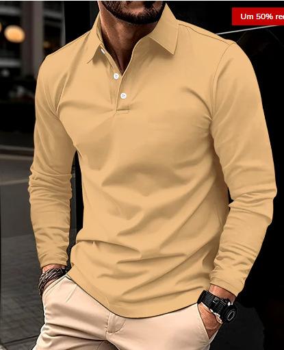 Essential Men's Long Sleeve Polo Shirt, Slim Fit, Casual and Versatile for Daily Wear.