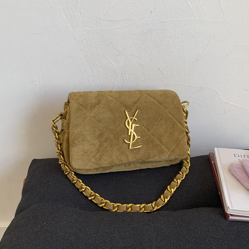 Geantă de umăr matlasată din piele întoarsă Toamnă/Iarnă 2025 - Geantă de mână minimalistă, versatilă, ușoară pentru femei.