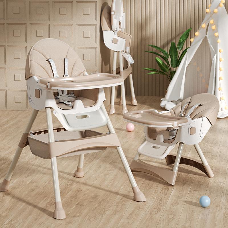 Foldable Portable Baby High Chair with Wheels - Adjustable & Modular Dining Seat for Children