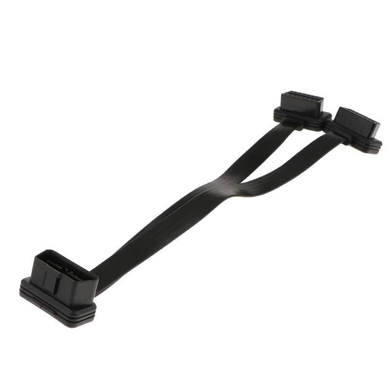 Car ODB II ODB2 16 Pin Male To Dual Female Flat Cable Adapter