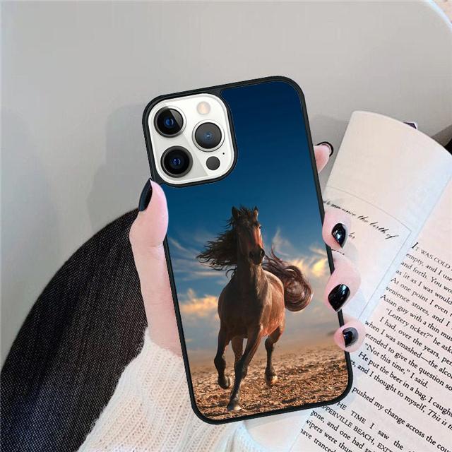 Black Strong Beauty Horse Stallion Cover For iPhone 17 Air 15 16 14 13 12 Pro Max 11 Pro Max Plus Phone Case Coque