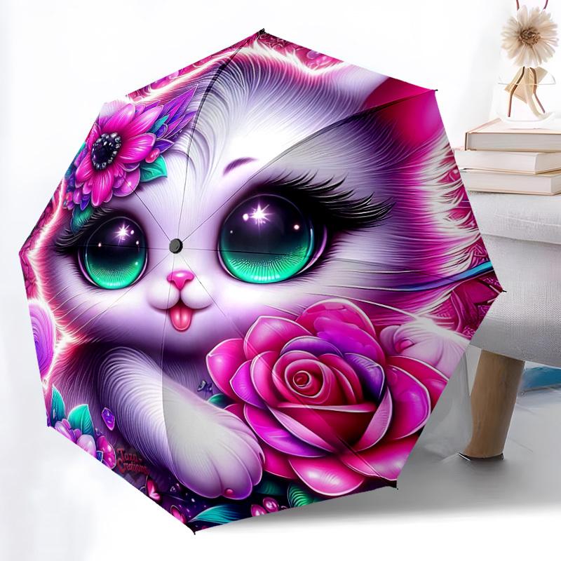 1pc Fantasy Cat Artwork Automatic Umbrella - Automatic Opening And Closing, Sturdy Iron Frame, Formal Occasions yy251018118