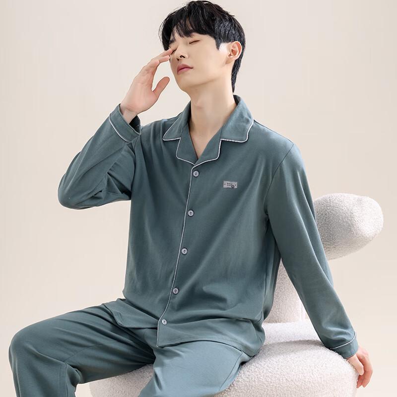 Hengyuanxiang Men's 100% Cotton Long Sleeve Pajama Set
