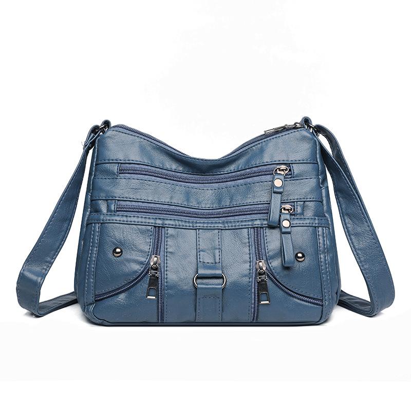 Double Layer Small Square Bag Soft Leather Mother Bag Large Capacity Single Shoulder Crossbody Bag