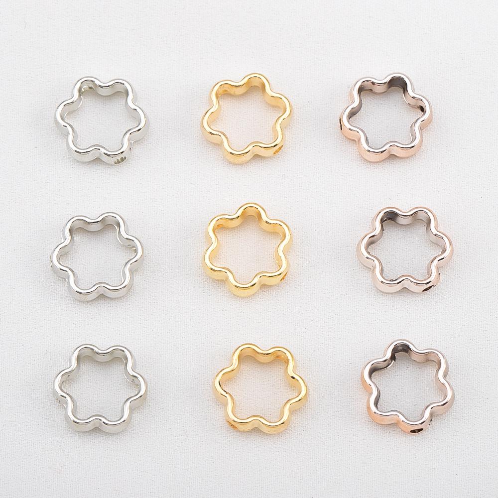 50pcs Two Hole CCB Square Love Heart Frame Spacer Beads DIY Necklace Bracelet Earrings Connectors Pendants Jewelry Accessories