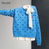 Women's Embroidered Polka Dot Knitted Cardigan