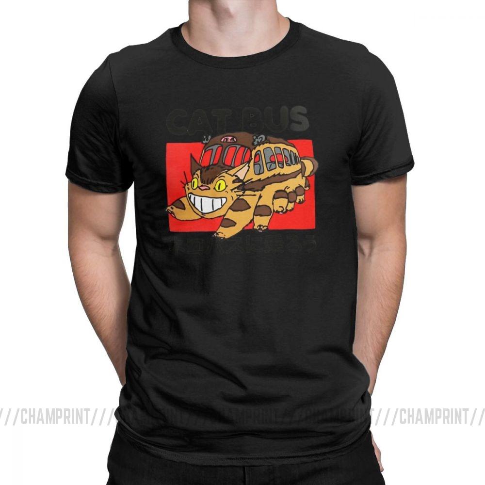 Men S T Shirt Cat Bus Funny Cotton Tee Shirt Short Sleeve My Neighbor Totoro T