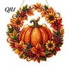Fine Workmanship Decor Fall Pumpkin Sunflower Wreath Hanging Decor, Acrylic Hand Painted Festive Party Decoration Window Ornament,