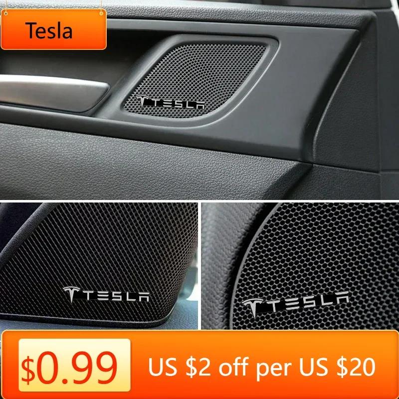 Autoaufkleber Tesla 4 Stück Metall Auto Audio Sound Abzeichen Aufkleber Emblem Dekoration für Tesla Logo Model S Model X Model 3 Road