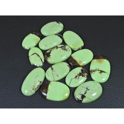 332Cts. Natural Lemon Chrysoprase Oval Cabochon Loose Gemstone 13 Pcs Lot C-2501