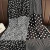 Classic vintage fashion silk scarf, black cashew polka dot, brocade long scarf, air conditioning, sunscreen, office dual-purpose shawl