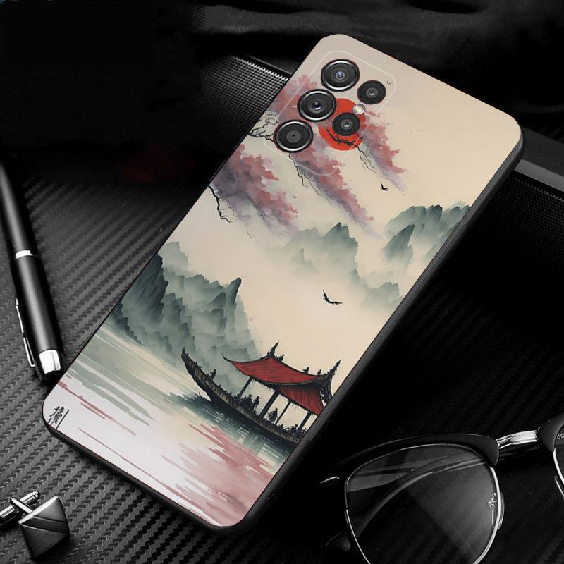 Japan Sceneary Cherry Flower Mountain Phone Case For Samsung S24 S23 S22 S21 S20 Ultra S20 S22 S21 S10E S20 FE S24 Plus Shell