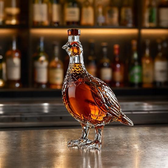 Yousheng Chicken Shape Whiskey Decanter, Hand Blown Glass Bird Liquor Dispenser, Animal Wine Pourer for Home Bar, Gift for Whiskey Lovers