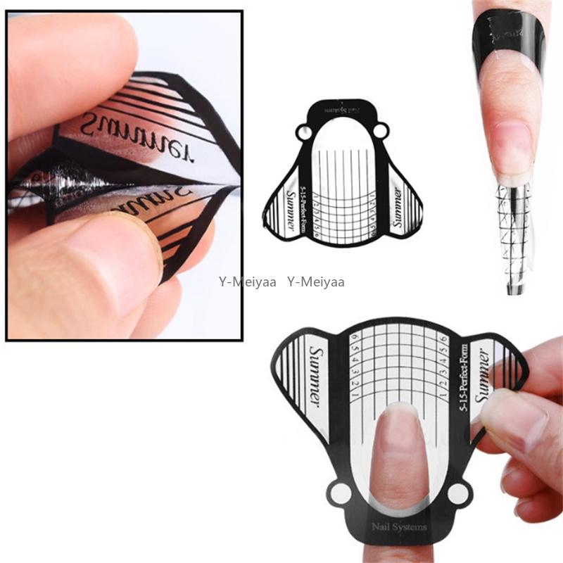 100/500PCS French Nail Form Tips Acrylic UV Gel Extension Curl Form Nail Sticker Art Guide Mold Manicure Stencil Manicure Tool