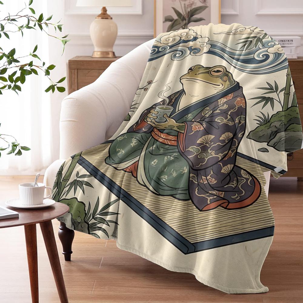 Cool Frog Throw Soft Flannel AC Blanket Lightweight Summer Nap Throw Cozy Blanket for Sofa Bed Travel Home 100cmx150cm