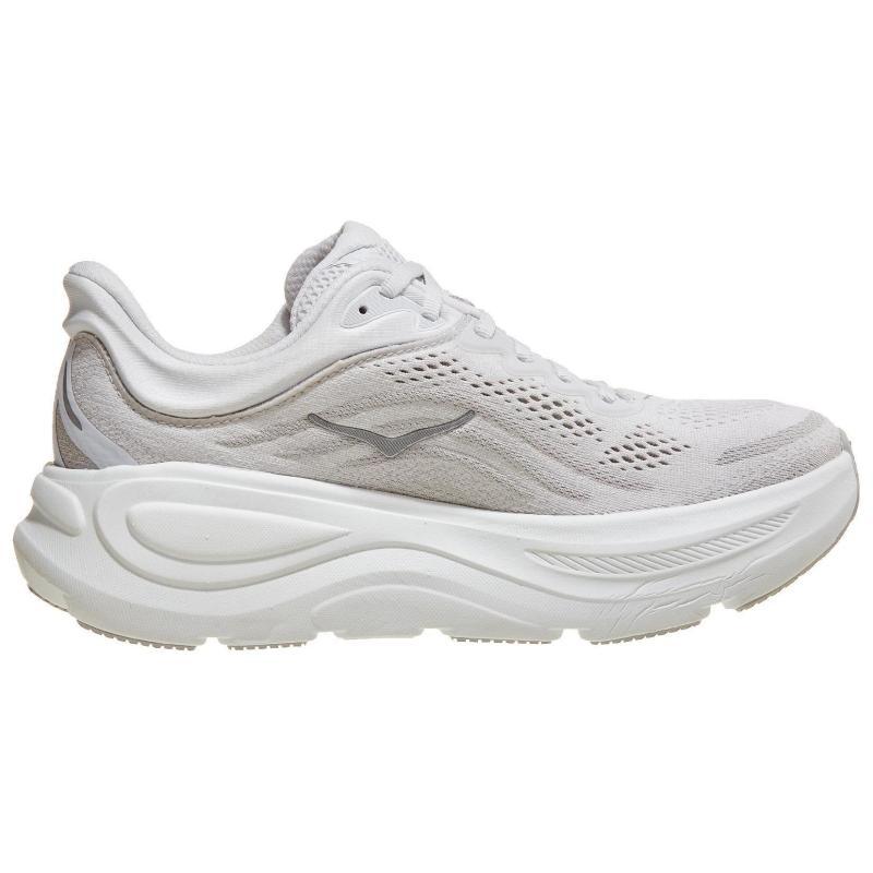 HOKA ONE ONE Bondi 9 Cushioning, Breathable, Supportive Low top Long Distance Running Shoes Women's White Silver Sneakers 1162012-SDSTS