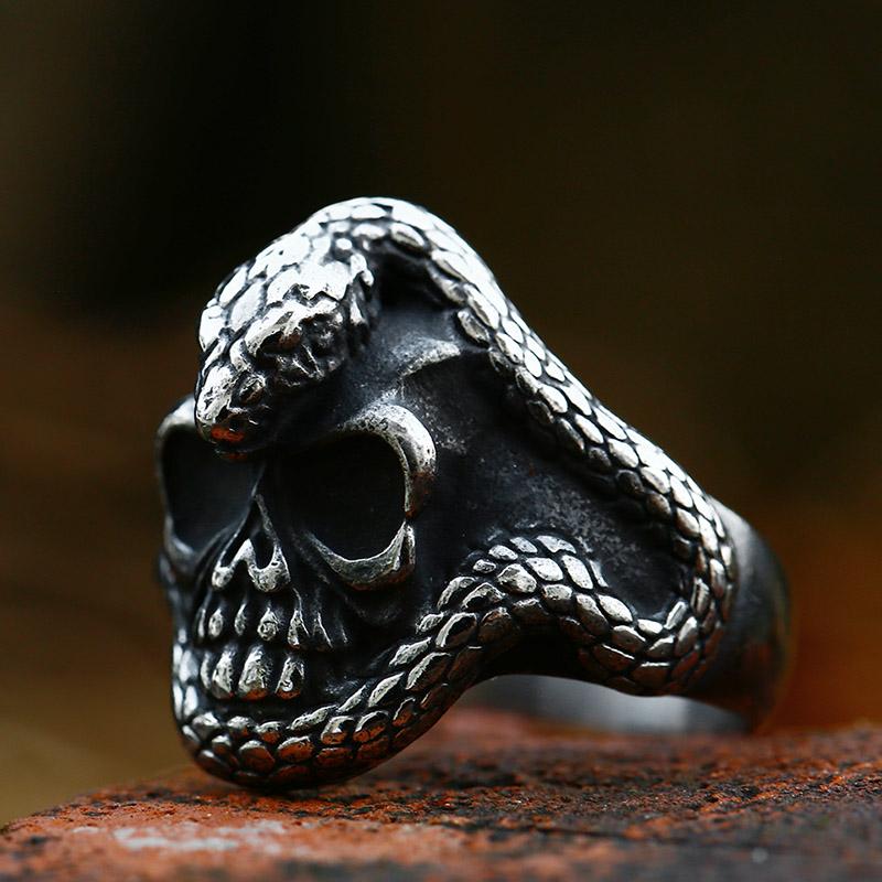 BEIER 2022 New Design Stainless Steel Skull Snake Ring Punk Gothic Biker Jewelry For Men Wholesale Gift Dropshipping