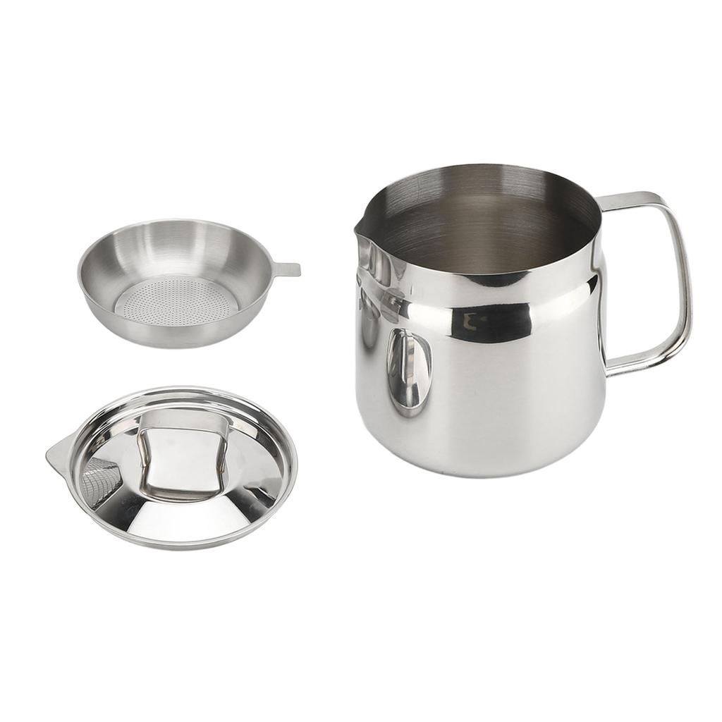 Ölfiltertopf aus Edelstahl, großes Fassungsvermögen, Ölsiebtopf aus Edelstahl, einfache Reinigung, Mehrzweck für Küchenbedarf