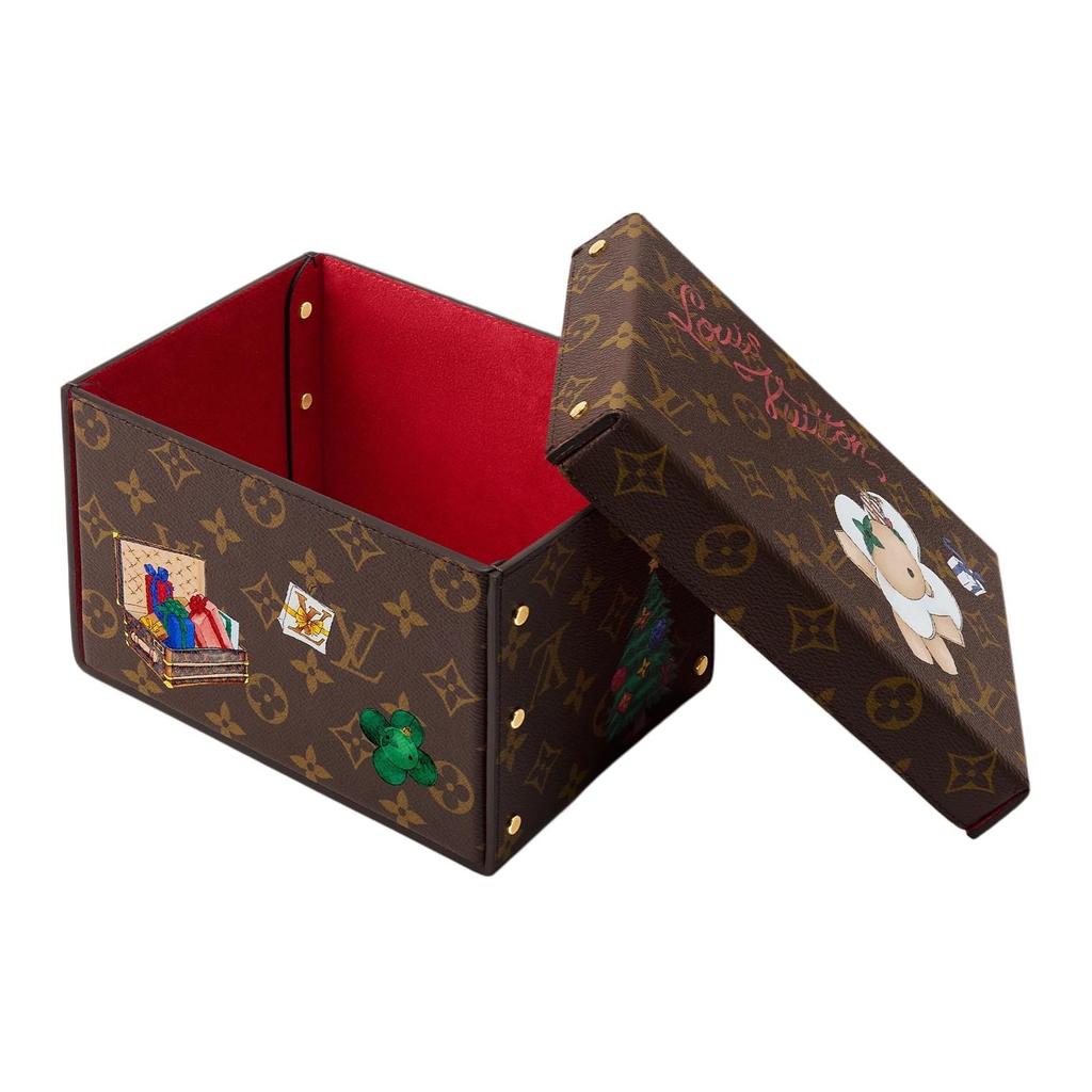 LOUIS VUITTON Monogram Coated Canvas Storage Box Unisex Brown GI1461