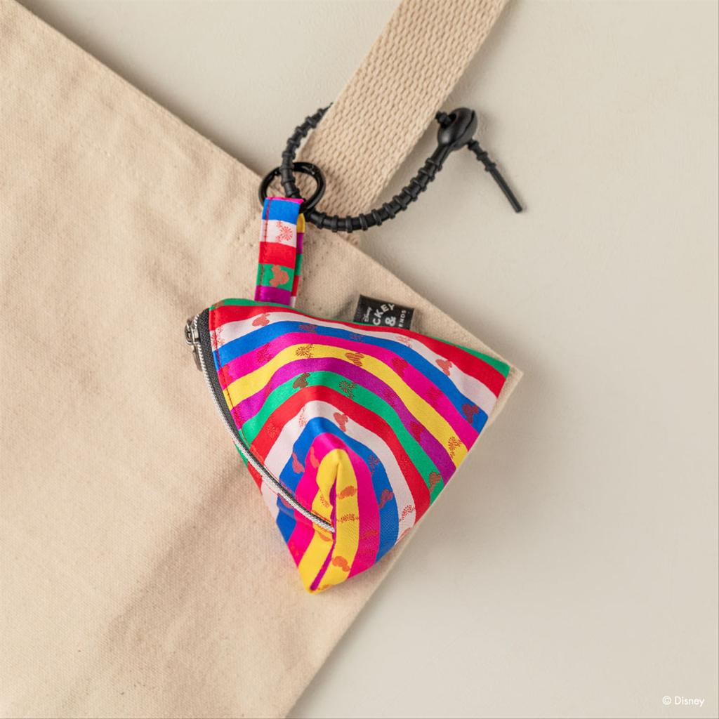 Mickey Saekdong Mini Pouch Keyring – Korean Traditional Striped Charm