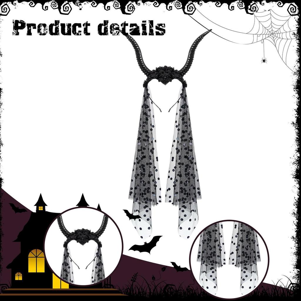 Devil Antelope Headband Decor with Long Mesh for Party Celebrations