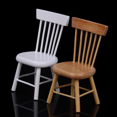 Kids Dollhouse Miniature Furniture Wooden Chair 1:12 Scale Classic Pretend Play Furniture Toys for Children