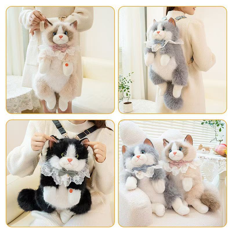 Simulation puppet cat backpack kitten bag backpack doll plush toy for friends and girls
