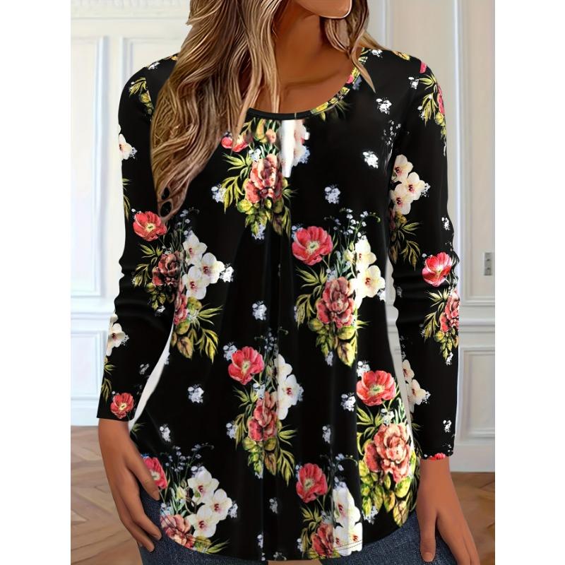 Vintage Leaves Floral 3D Print O-Neck Long Sleeve T-Shirt Fashion Women Clothing Casual Y2k Clothes Harajuku Female Clothing