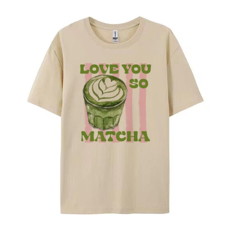 Camiseta Te Amo Mucho Matcha Linda Divertida Amante del Matcha Camiseta Estética Retro Camisetas Gráficas de Matcha Latte Top de Manga Corta para Mujer Regalo