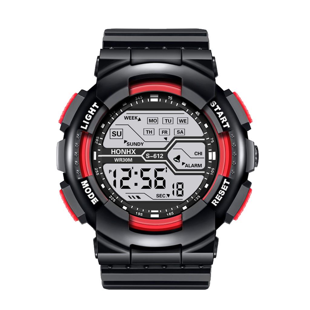 Mode wasserdichte Herren Jungen LCD Digital Stoppuhr Datum Gummi Sport Armbanduhr