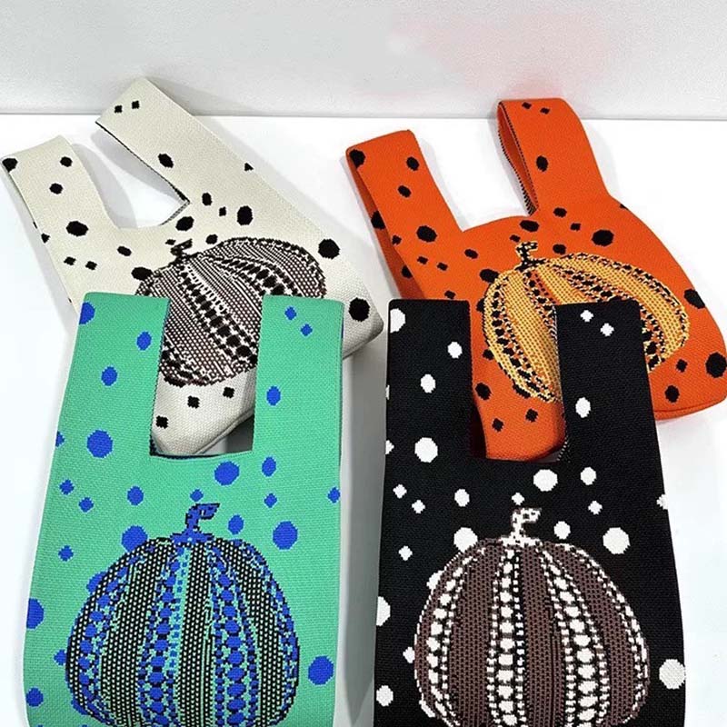 

WTEMPO 4PCS 4-Color Women s Casual Handbags Halloween Gift Bags Pumpkin-pattern Jacquard Weave Knitted Single Shoulder Bags Soft Commuting Bags 4pcs