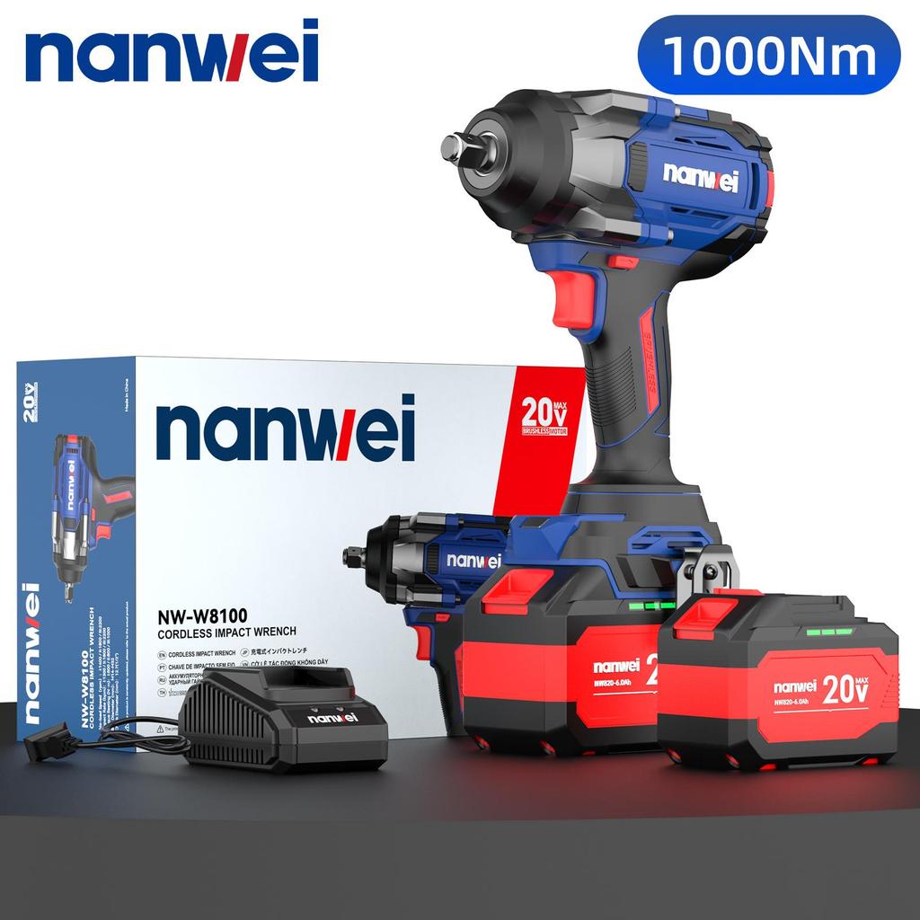 1000N NANWEI Electric Impact Wrench, size 1/2, adjustable torque 500N/800N/1000N, max. speed 2300 rpm