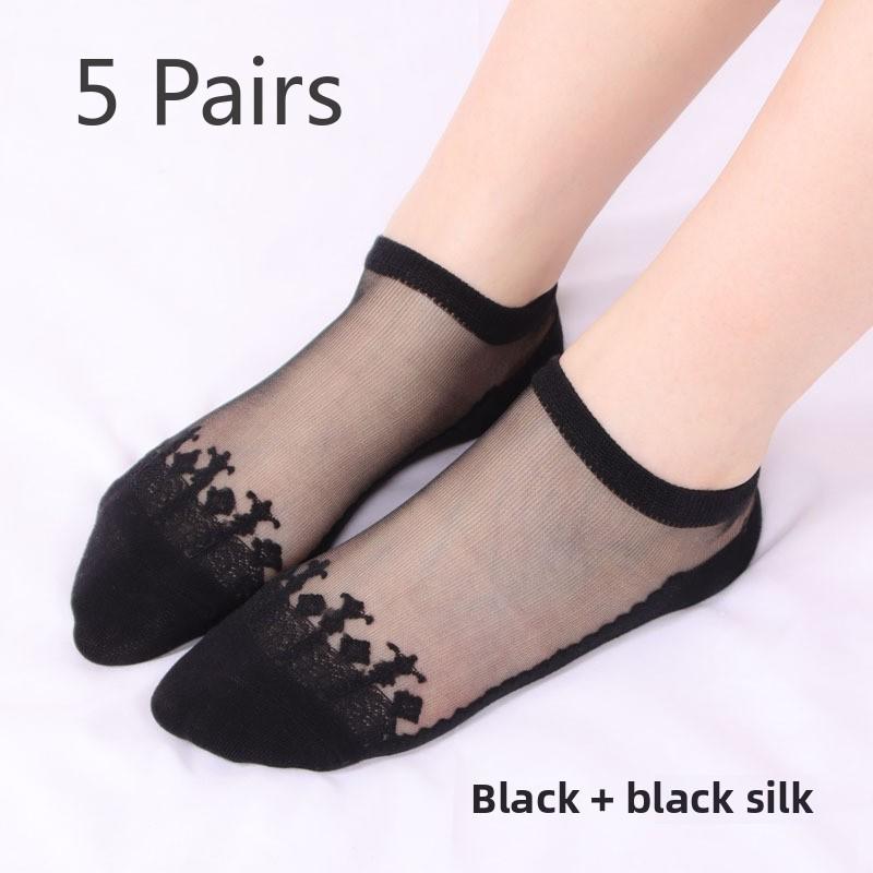 

5 пар классных прозрачных хрустальных чулок, короткие носки-трубы, женские летние невидимые носки 5 Pairs