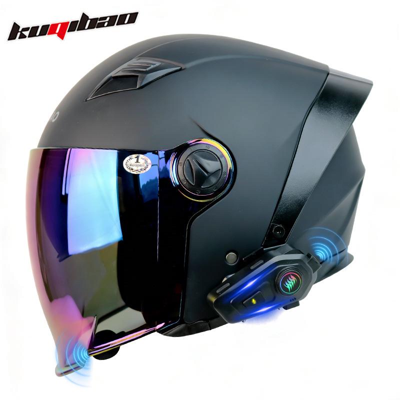 Cooles Bluetooth-Halbhelm-Fahrradhelm: Leicht, Doppelvisier, Lange Akkulaufzeit, 3C-zertifiziert, Komfortpassform, Überragende Klangqualität