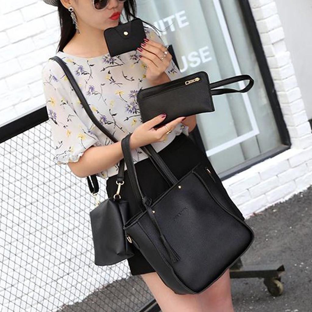 Damentasche 2019 neue modische vierteilige Umhängetasche Messenger Bag Wallet Handtasche