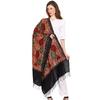 Weavers Villa Women'S Wool Blend Full Embroidery Matka Shawls, Stoles (Black)