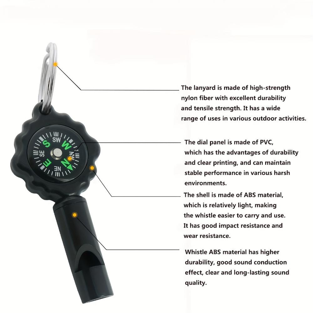 2-in-1 Camping Whistle Compass - Portable Outdoor Survival Gear with High-Precision Direction Indicator, Lightweight and Easy to Carry