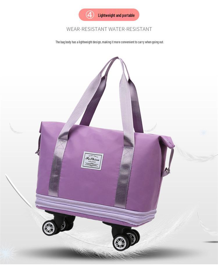 Universal Lightweight Travel Bag with Wheels, Wet/Dry Separation, Large Capacity for Gym, Yoga, or Hospital Use.