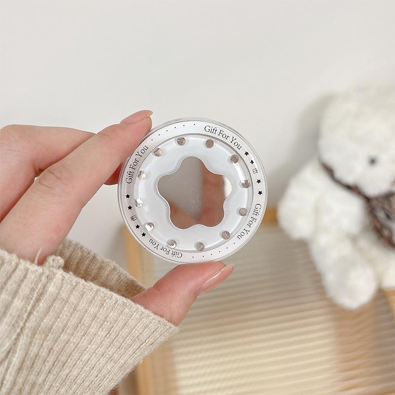 

Flower Small Mirror Solid Color Mobile Phone Airbag Bracket Magnetic Suction Simple Folding Ring Internet Celebrity Small Gift