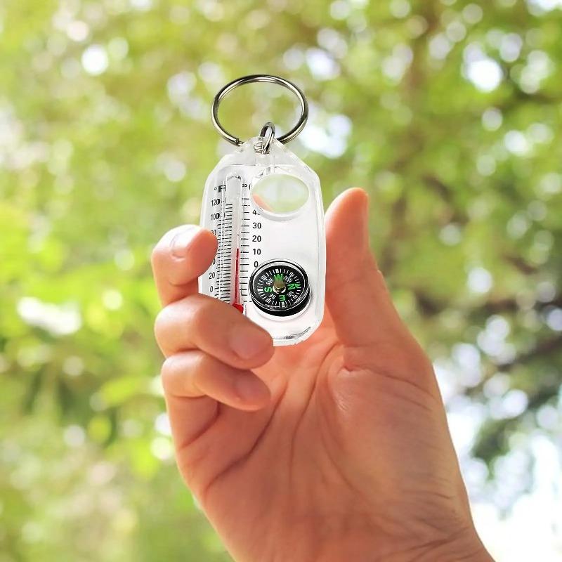 Pocket Survival Compass Multifunction Mini Keychain Camping Compass Thermometer Outdoor Climbing Tester Survival Guiding Tool