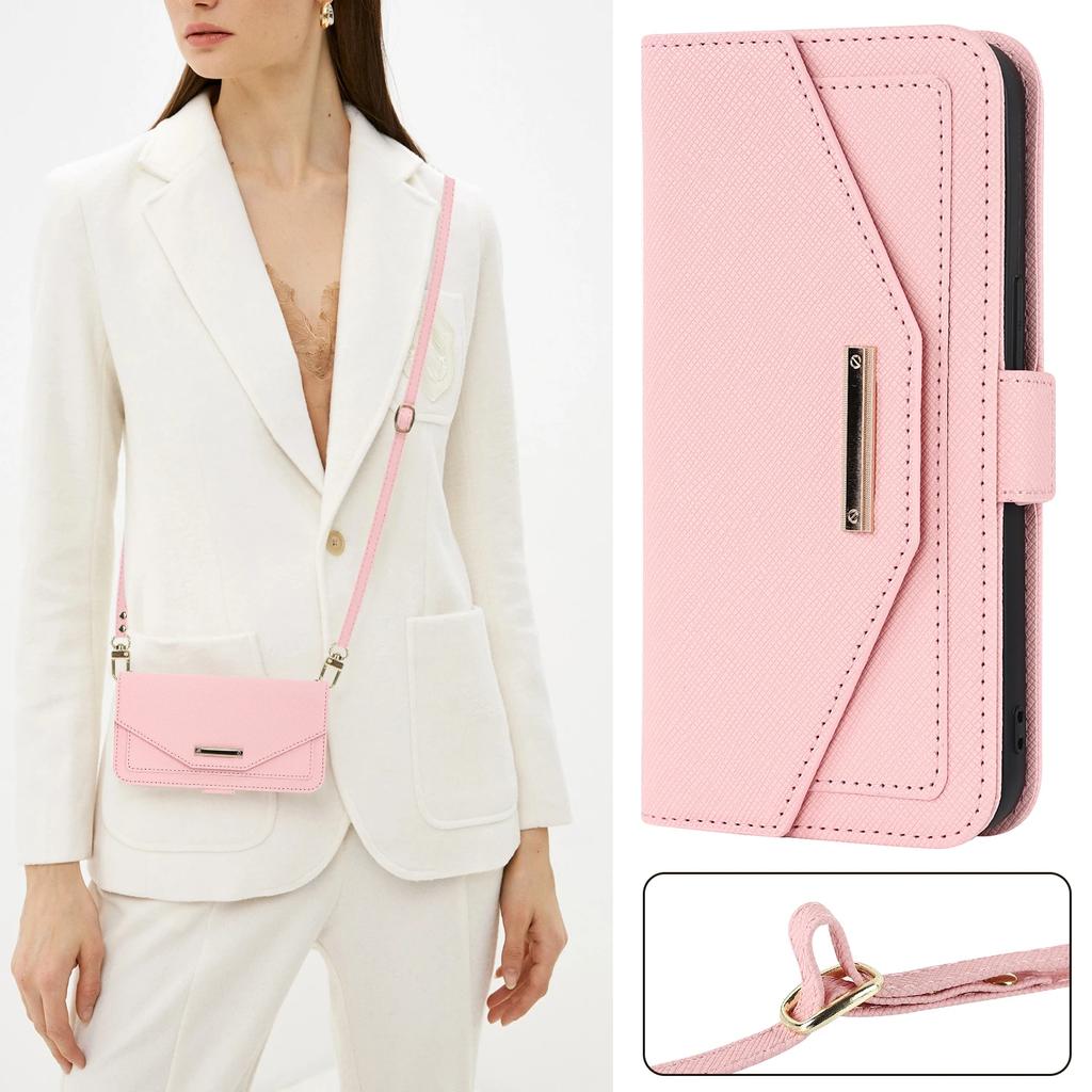 Lanyard Crossbody Wallet Case For iPhone 15 16 Pro Max 14 13 12 Mini 11 XR 8 SE 2025 Cards Slot Magnetic Stand Mirror Book Cover