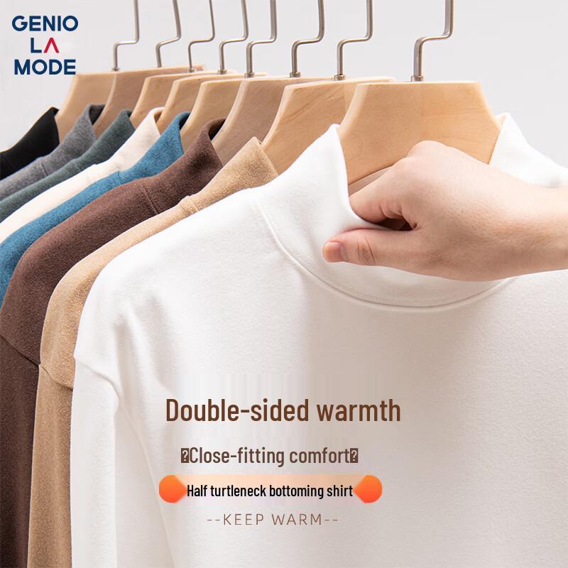 GENIOLAMODE Men s Winter Thermal Mock Neck Long Sleeve T-Shirt M