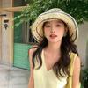 Summer Straw Bucket Cap Handmade Fisherman Caps Korean Weave Crochet Hat  Outdoor