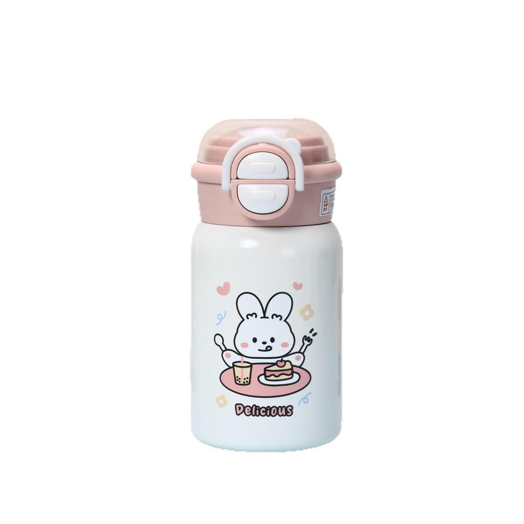 Charming Children's Insulated Pop-up Cup with Cartoon Design - Portable and Cute for Girls