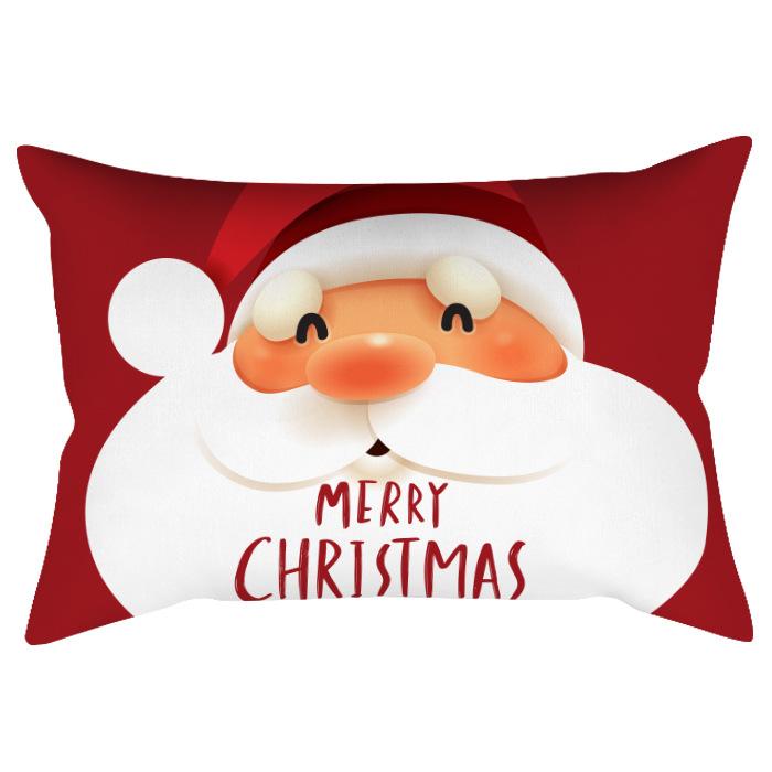 Weihnachten Bedruckter Pfirsich Samt Taillenkissenbezug Weihnachtsmann Schneeflocke Heimdeko Feiertags-Kissenbezug Dekokissen