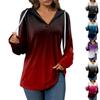 Women's Fashion Hoodies V Neck Long Sleeve Printed Sweatshirts Drawstring Casual Loose Pullover Tops