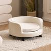 Removable Washable Cat Bed with Curved Design All-Season Pet Sofa for Small Dogs Plush Lounge Chair for Teddy Solid Wood Pet Bed