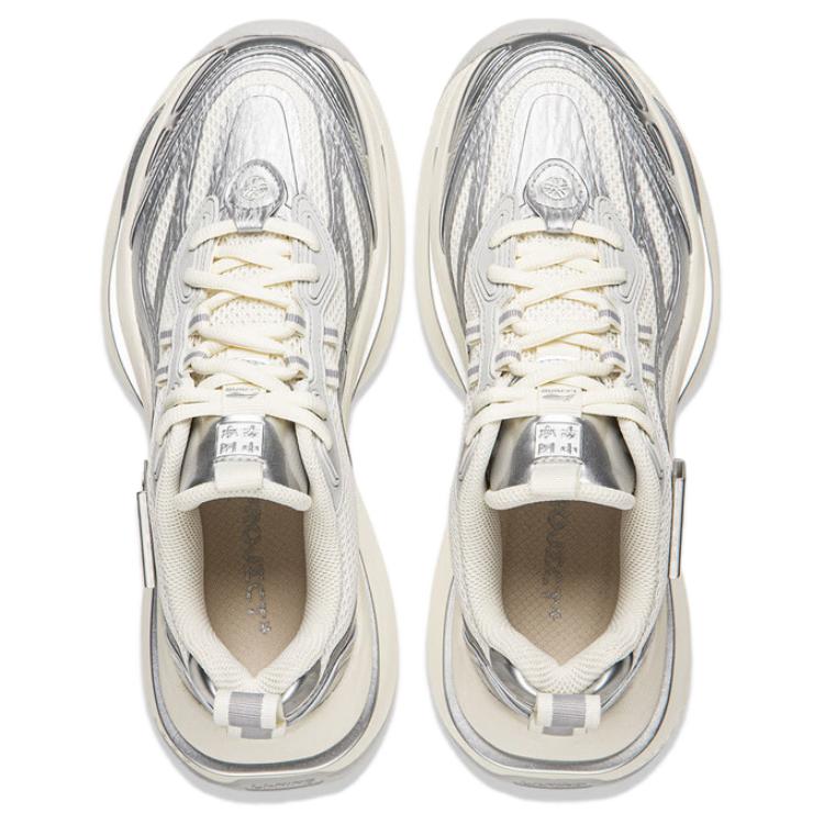 Li Ning Ling Kong Trendy Pohodlné Odolné Prodyšné Nízké Táta Boty Dámské Tenisky Světle Stříbrné AZGW284-1