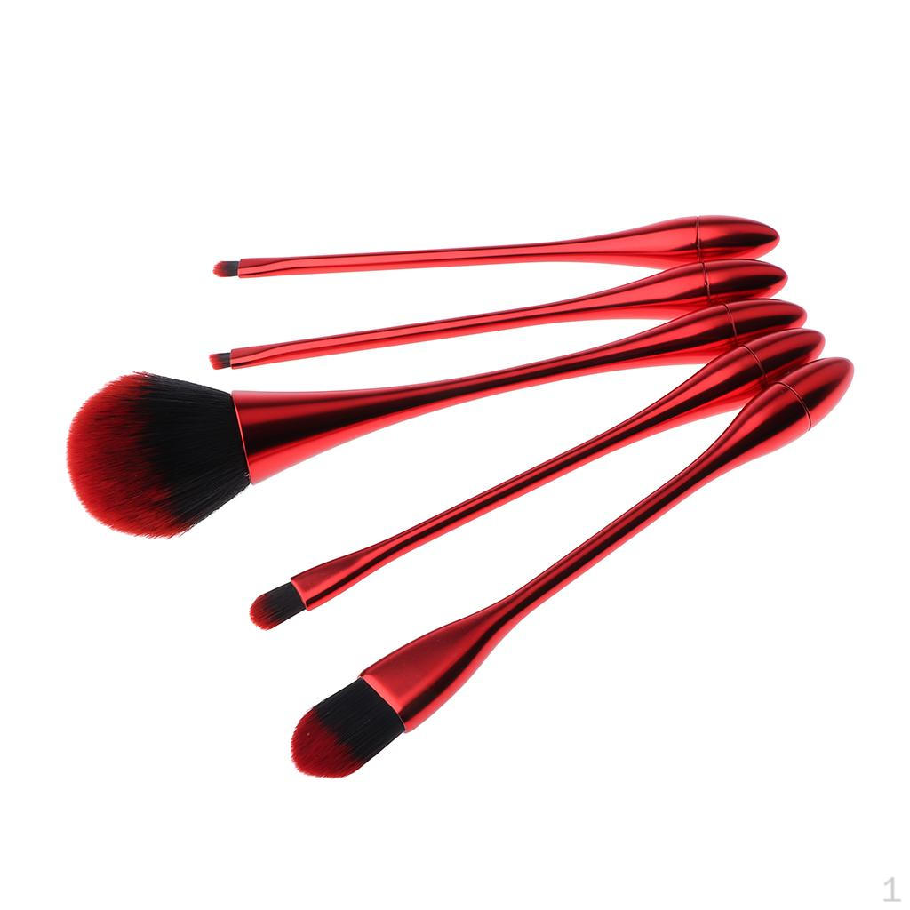 5Pcs Brush Set Premium Synthetic Foundation Liquid Blending Blush Concealer Eye Cosmetics Brushes красный